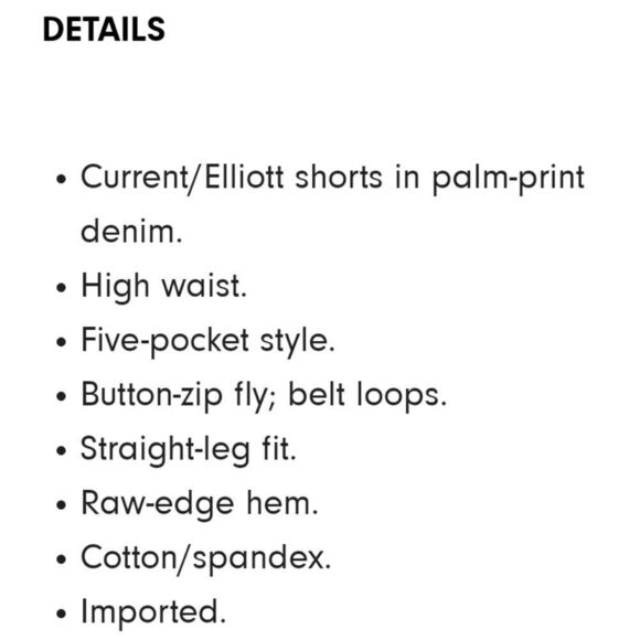 Anthro Current/Elliott Womens Size 25 Palm Print High Rise Denim Jean Shorts - Picture 6 of 14